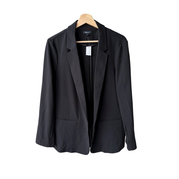 Reitmans Jackets & Blazers - Reitmans Blazer Jacket Coat Black Open Front Notched Lapel Business Preppy Sz 12